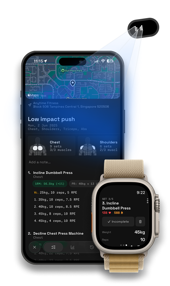 Strongsplit on iPhone and Apple Watch